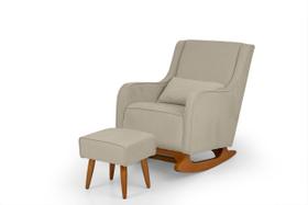 Poltrona Cadeira Amamentação Balanço Baby Slim Puff Almofada Suede Veludo