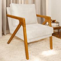 Poltrona Cadeira Amber Luxo Madeira Maciça Veludo Off White- MABE MAGAZINE