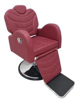 Poltrona Cadeira Baruck Reclinável Para Barbeiro e Cabeleireiro - Bordo - moveis e companhia