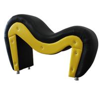 Poltrona Cadeira Cavalinho Netflix Preta e Amarela Desire