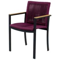 Poltrona Cadeira com braços para área externa jardim e mesa de jantar em alumínio e corda náutica Poltrona Cadeira com braços para área externa jardim e mesa de jantar em alumínio e corda náutica