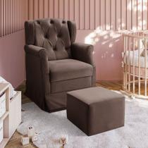 Poltrona Cadeira de Amamentação Balanço e Puff Ternura Suede Shop das Cabeceiras