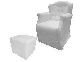 Poltrona Cadeira De Amamentação Com Balanço E Puff Manu Couro Branco Ms Decor - Mansão Decor