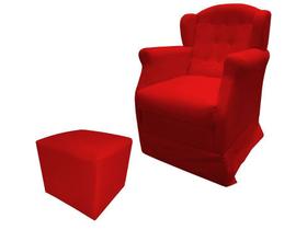 Poltrona Cadeira De Amamentação Com Balanço E Puff Manu Suede Vermelho Ms Decor - Mansão Decor
