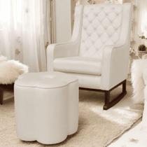 Poltrona Cadeira De Amamentação Com Base Balanço E Puff Maju Linho Off White- Mabe Magazine