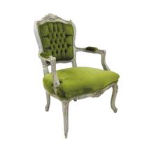 Poltrona Cadeira de Braço Folha Prata Tecido Verde Luxo Poltrona Cadeira de Braço Folha Prata Tecido Verde Luxo