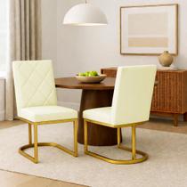 Poltrona Cadeira de Jantar Base de Ferro Mirelle Bordado Matelassê material sintético Bege Poltrona Cadeira de Jantar Base de Ferro Mirelle Bordado Matelassê material sintético Bege