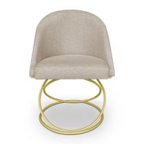 Poltrona Cadeira De Jantar Luxo Estofada Base Metal Dourado Sala Cozinha Recepção Suede Bege Eli Móveis e Decoração Poltrona Cadeira De Jantar Luxo Estofada Base Metal Dourado Sala Cozinha Recepção Suede Bege Eli Móveis e Decoração