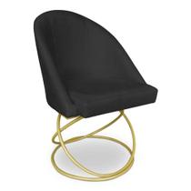Poltrona Cadeira De Jantar Luxo Estofada Base Metal Dourado Sala Cozinha Recepção Suede Preto Eli Móveis e Decoração Poltrona Cadeira De Jantar Luxo Estofada Base Metal Dourado Sala Cozinha Recepção Suede Preto Eli Móveis e Decoração
