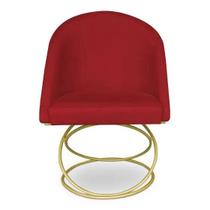 Poltrona Cadeira De Jantar Luxo Estofada Base Metal Dourado Sala Cozinha Recepção Suede Vermelho Eli Móveis e Decoração Poltrona Cadeira De Jantar Luxo Estofada Base Metal Dourado Sala Cozinha Recepção Suede Vermelho Eli Móveis e Decoração