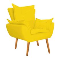 Poltrona Cadeira Decorativa Apollo Sala de Estar Recepção Escritório material sintético Amarelo - Damaffê Móveis