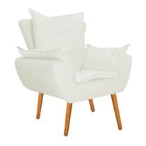 Poltrona Cadeira Decorativa Apollo Sala de Estar Recepção Escritório Suede Bege - Damaffê Móveis