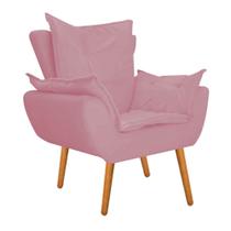Poltrona Cadeira Decorativa Apollo Sala de Estar Recepção Escritório Suede Rosa Bebê - Damaffê Móveis