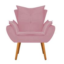 Poltrona Cadeira Decorativa Apollo Sala de Estar Recepção Escritório Suede Rosa Bebê - Damaffê Móveis