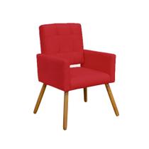 Poltrona Cadeira Decorativa c/ Costas Vazadas Camila Pés Palito Suede Vermelho - Dl Decor