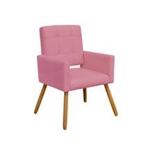 Poltrona Cadeira Decorativa Camila Pés Palito Sala de Estar Suede Rosa Barbie - INCASA DECOR