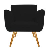 Poltrona Cadeira Decorativa Cloe Pé Palito Para Sala de Estar Recepção Escritório Suede Preto - KDAcanto Móveis