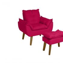 Poltrona-cadeira Decorativa Com Puff Glamour Opala Com Pés Quadrado Vermelho Poltrona-cadeira Decorativa Com Puff Glamour Opala Com Pés Quadrado Vermelho