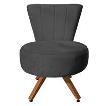 Poltrona Cadeira Decorativa Costurada Elegância Veludo Base Giratória Castanho - Pallazio