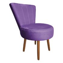 Poltrona Cadeira Decorativa Costurada Elegância Veludo Pés Palito Castanho - Pallazio