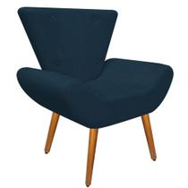 Poltrona Cadeira Decorativa Emília pés palito suede liso azul marinho - B2Y Magazine