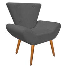 Poltrona Cadeira Decorativa Emília pés palito suede liso cinza escuro - B2Y Magazine