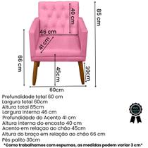 Poltrona Cadeira Decorativa Estofada Capitone Resistente Escritório Recepção Sala de estar Sala de espera