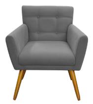 Poltrona Cadeira Decorativa Estofada Para Consultório Luiza Suede Cinza - DL Decor