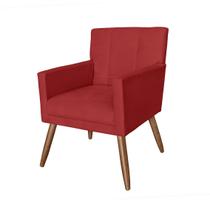 Poltrona Cadeira Decorativa Estofada Para Consultório Luiza Suede Vermelho - DL Decor