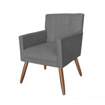 Poltrona Cadeira Decorativa Estofada Para Recepção Luiza Corano Cinza - DL Decor