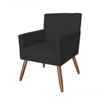 Poltrona Cadeira Decorativa Estofada Para Recepção Luiza Corano Preto - DL Decor