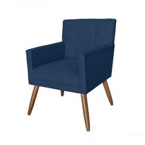 Poltrona Cadeira Decorativa Estofada Para Salão de Beleza Onix Suede Azul Marinho - LM DECOR