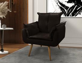 Poltrona Cadeira Decorativa Fibra Siliconada Opala Pés Palito - Suede Marrom