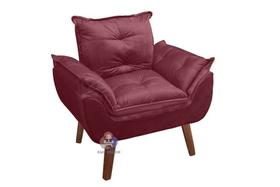 Poltrona/Cadeira Decorativa Glamour Bordô/Vinho Com Pés Quadrado