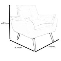 Poltrona/Cadeira Decorativa Glamour Capuccino Com Pés Quadrado