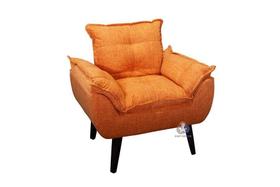 Poltrona/Cadeira Decorativa Glamour Com Pés Quadrado Laranja