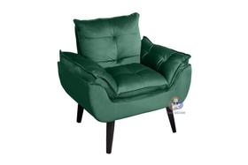 Poltrona/Cadeira Decorativa Glamour Com Pés Quadrado Verde