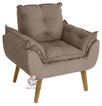 Poltrona/Cadeira Decorativa Glamour Opala Capuccino Com Pés Quadrado - SMF Decor