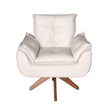 Poltrona/cadeira Decorativa Glamour Opala Com Base Giratória 30cm Em Madeira Bege