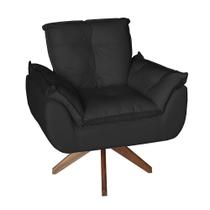 Poltrona/Cadeira Decorativa Glamour Opala Com Base Giratória 30cm em Madeira Cor:Preto