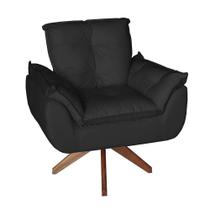 Poltrona/cadeira Decorativa Glamour Opala Com Base Giratória 30cm Em Madeira Preto