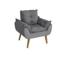 Poltrona/cadeira Decorativa Glamour Opala Com Pés Quadrado Cinza Poltrona/cadeira Decorativa Glamour Opala Com Pés Quadrado Cinza