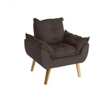 Poltrona/cadeira Decorativa Glamour Opala Com Pés Quadrado Marrom Poltrona/cadeira Decorativa Glamour Opala Com Pés Quadrado Marrom