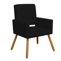 Poltrona Cadeira Decorativa Hit Pé Palito Sala de Estar Recepção Escritório material sintético Preto - KDAcanto Móveis