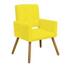 Poltrona Cadeira Decorativa Hit Pé Palito Sala de Estar Recepção Escritório Suede Amarelo - Damaffê Móveis - DAMAFFE MÓVEIS