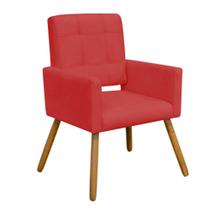 Poltrona Cadeira Decorativa Hit Pé Palito Sala de Estar Recepção Escritório Tecido Sintético Vermelho - KDAcanto Móveis