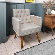 Poltrona Cadeira Decorativa Larah Sala Quarto Capitonê Bege Poltrona Cadeira Decorativa Larah Sala Quarto Capitonê Bege