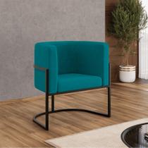 Poltrona Cadeira Decorativa Lua Recepção Base de Ferro Black
