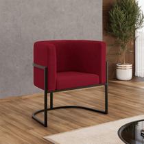 Poltrona Cadeira Decorativa Lua Recepção Base de Ferro Black