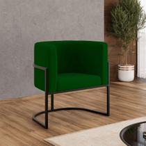 Poltrona Cadeira Decorativa Lua Recepção Base de Ferro Black
